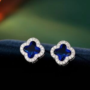 Elegant Blue and Silver Women's sparkling Earrings